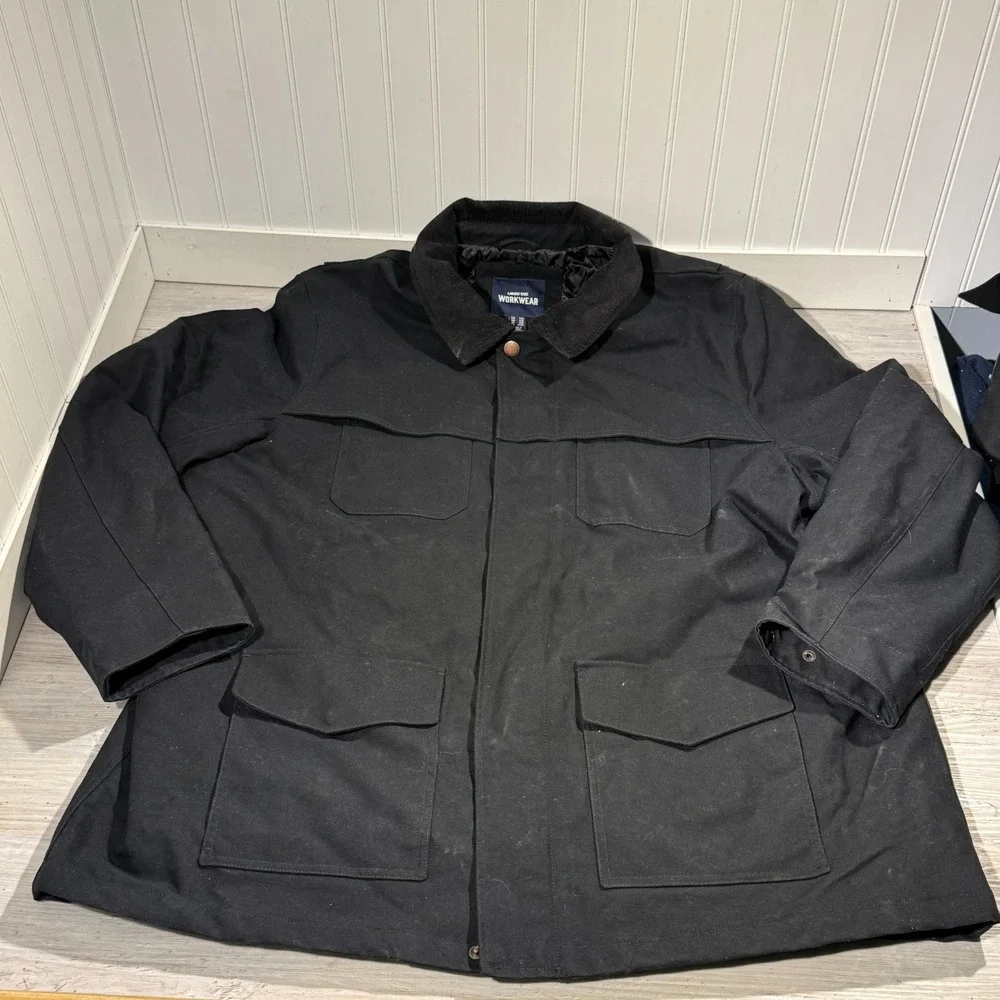 Lands End WorkWear Oeko-Tex Chore Barn Lined Coat Corduroy Collar Men's Size XXL